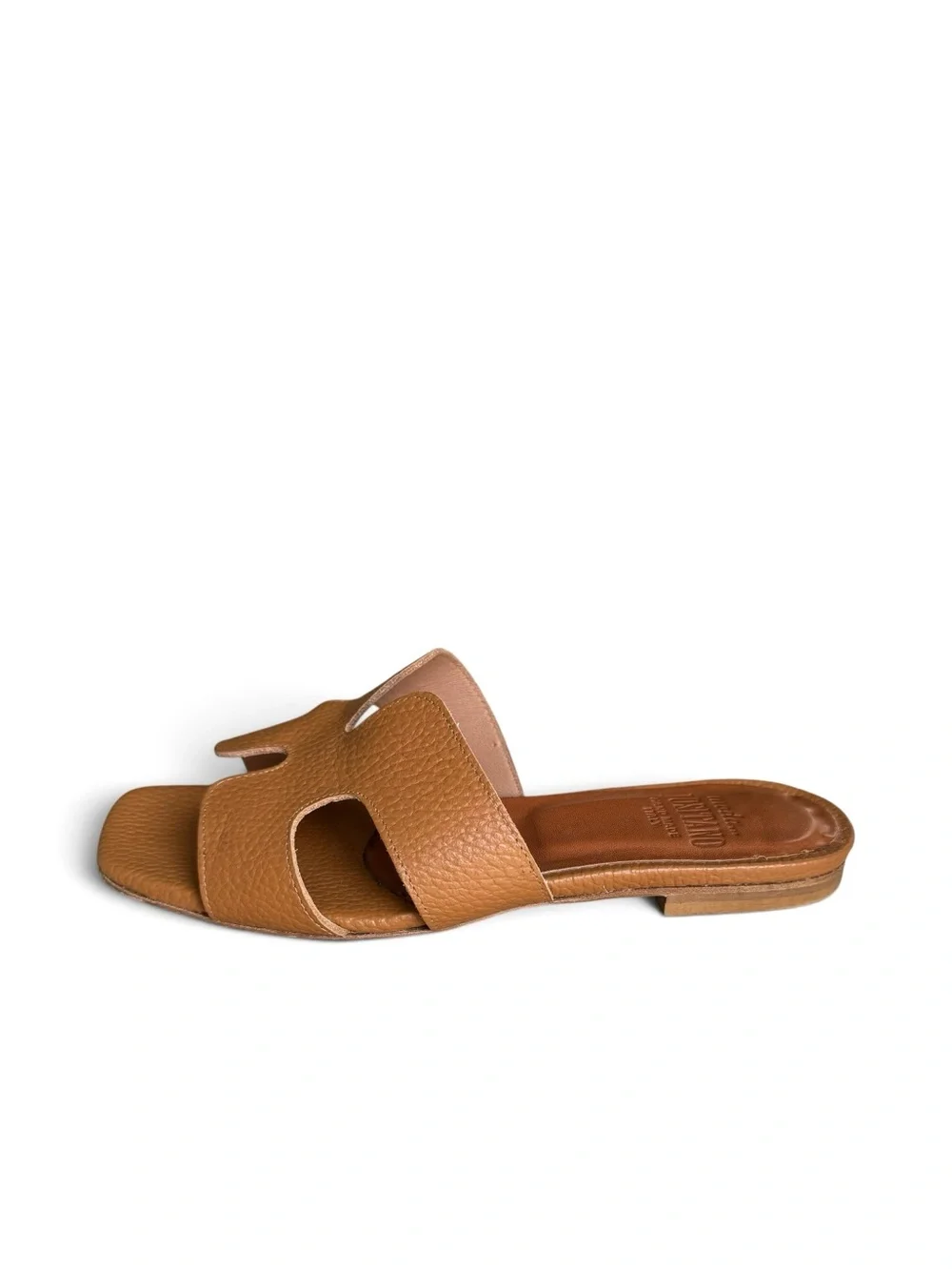 Oran Style Sandals Tan Leather Italian Slides by Moda Positanos - Picture 6 of 11